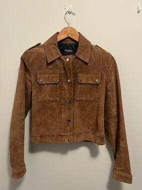 stradivarius Brown Suede Cropped Jacket